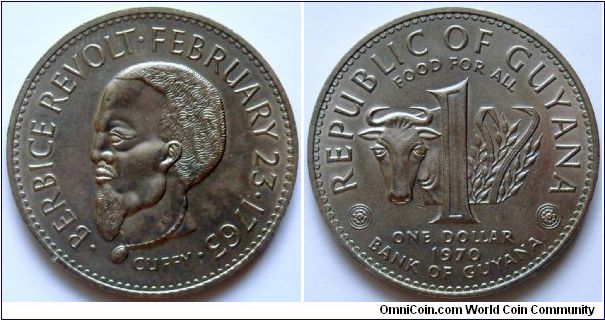 1 dollar.
1970, Berbice Rovolt 1763. F.A.O.