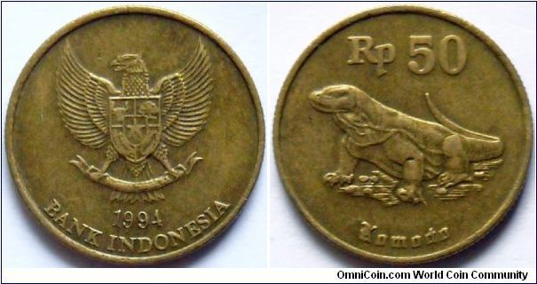 50 rupiah.
1994, Komodo Dragon