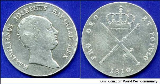 Schwertthaler (Kronthaler).
Kingdom of Bavaria.
King Maximilian I Ioseph (1806-1825).
Edge Lettering: *BAIERISCHER KRONTHALER*.


Ag868f. 29,34gr.