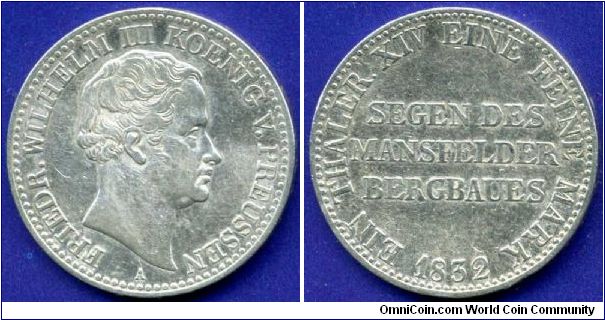 Ausbeutethaler (1 Thaler, Mining Thaler).
Kingdom of Prussia.
King Friedrich Wilhelm III (1797-1840) von Preussen.
'A'- Berlin mint.
Mintage 50,000 units.


Ag750f. 22,27gr.