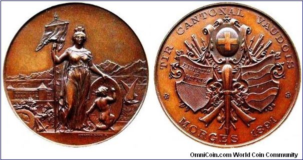 1891 Shooting medal/ Morges, 45mm.