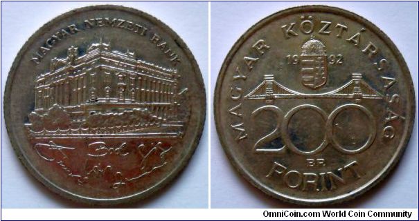 200 forint.
1992, Ag, Building of the Hungarian National Bank