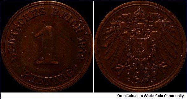German Empire 1 Pfennig 1912-A