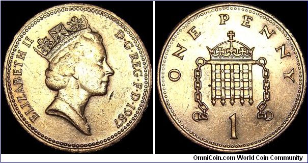 United Kingdom - 1 Penny - 1987 - Weight 3,56 gr - Bronze - Size 20,32 mm - Ruler / Elizabeth II - Obverse Designer / Raphael Maklouf - Reverse Designer / Christopher Ironside - Mintage 499 946 000 - Edge : Plain - Reference KM# 935 (1985-92)
