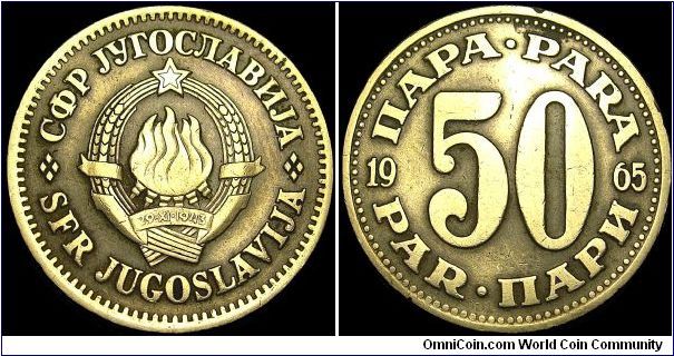 Yugoslavia - 50 Para - 1965 - Weight 6,2 gr - Copper / Zink - Size 25,5 mm - President / Josip Broz Tito (1953-80) - Edge : Milled - Reference KM# 46.1 (1965-79)