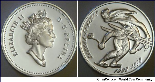Canada, 50 cents, 1998 Commemorates the first Canadian Ski Running and Ski Jumping Championships in 1898, Sterling Silver