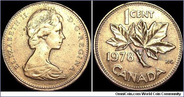 Canada - 1 Cent - 1978 - Whight 3,24 gr - Bronze - Size 19,1 mm - Ruler / Elizabeth II - Obverse Designer / Arnold Machin - Reverse Designer / George E. Krueger-Gray - Mintage 911 170 647 - Edge : Plain - Reference KM# 59.1 (1965-78)