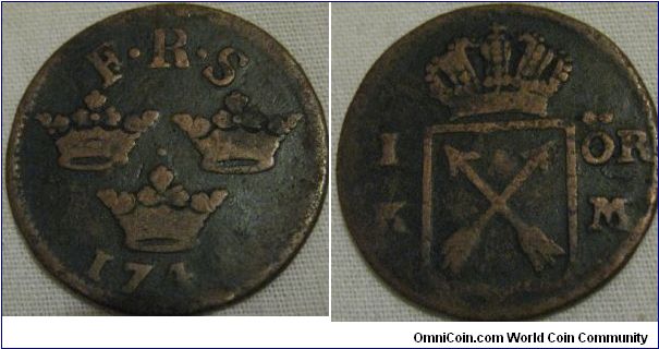 1749 KM 1 ore, quite worn but darkly toned, adds a bit of eye apeal