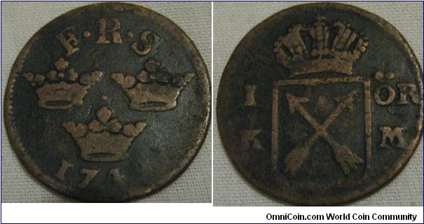 1749 KM 1 ore, quite worn but darkly toned, adds a bit of eye apeal