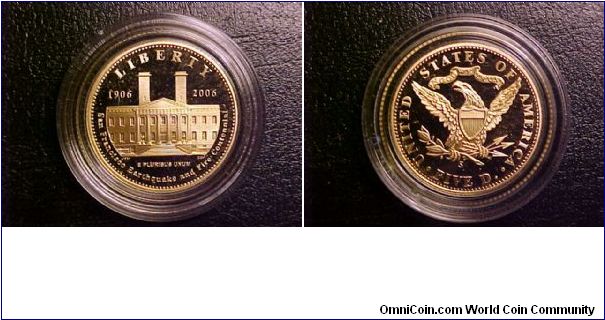 Another of the classic design collection, the 2006 San Francisco Mint commemorative half eagle, featuring the reverse design of the Coronet half eagle produced in 1906.