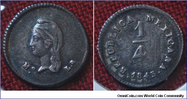1/4 Real, Mexico City mint, L.R. Assayer