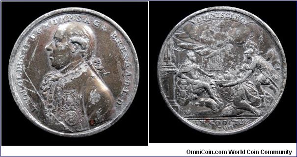 Crowning of Leopold II emperor. Tin medal - mm. 47