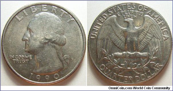 US 1990 quarter, mintmark P. Found it circulating in Australia.