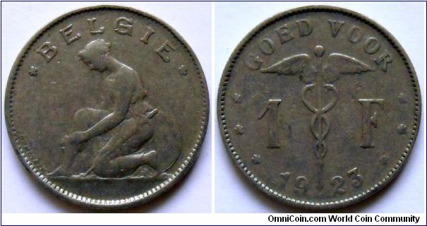 1 franc.
1923, Belgie
