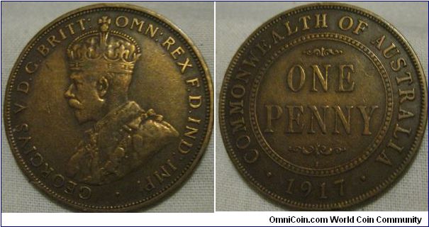 1917 penny from australia, calcutta mint