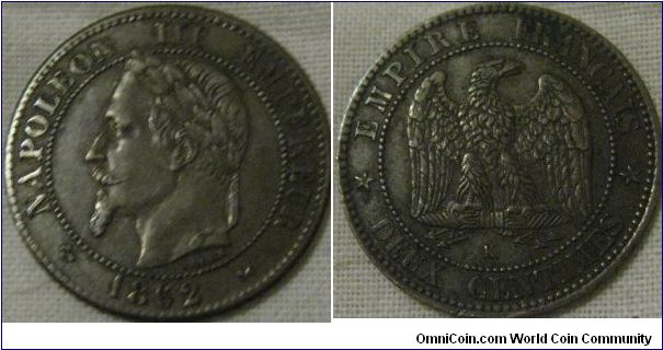 1862 bordoux minted 2 centimes