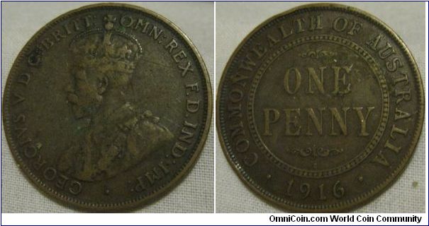 1916 1 penny caluctta mint