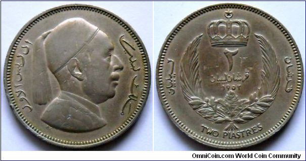 2 piastres.
1952, King Idris I