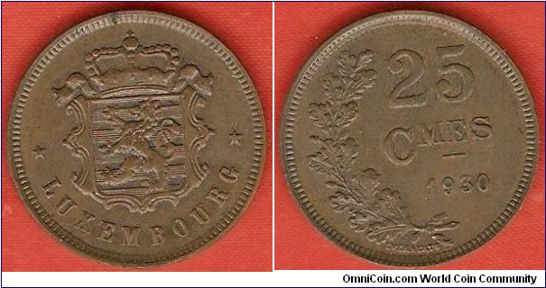 25 centimes (25 Cmes)
state shield
bronze
designer: Everaerts