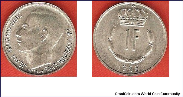 1 franc
Jean, grand-duke of Luxembourg
copper-nickel
designer: J.N. Lefevre