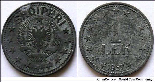 1 lek.
1957, Zinc.