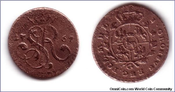 GROSZ Poniatowski, Poland under Lithuania. Copper coin.
