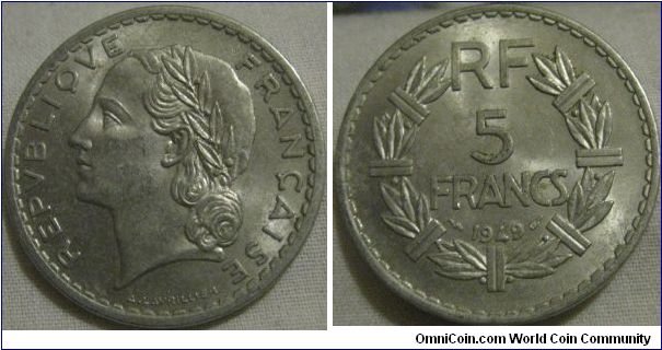 1949 5 francs full lustre, EF