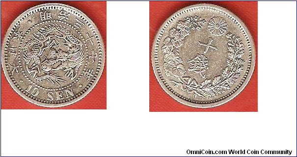 10 sen
Meiji 37
0.800 silver
