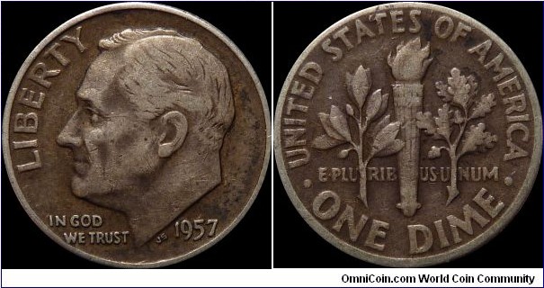 1957 Roosevelt Silver Dime