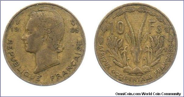 French West Africa 1956 10 Francs