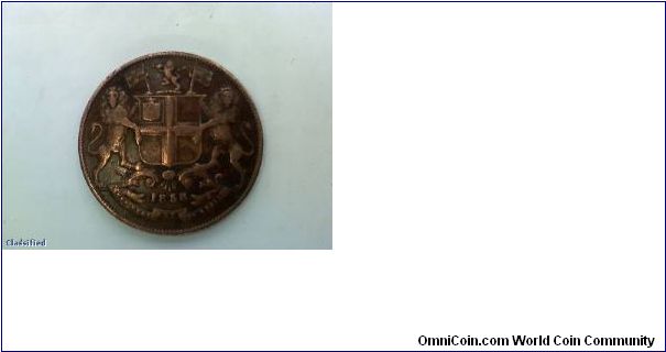 This is a One Quarter Anna Coin of East India Company. The year of minting is 1858. It is in very good condition without any damages.