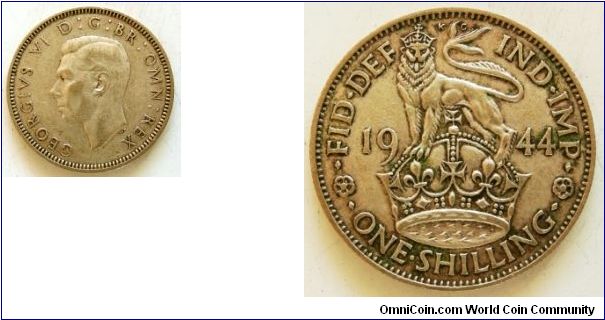 1 Shilling, 
George VI, 
England mint, 
Spink ref:4082