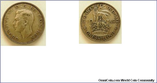 1 Shilling, 
George VI, 
England mint, 
Spink ref:4082