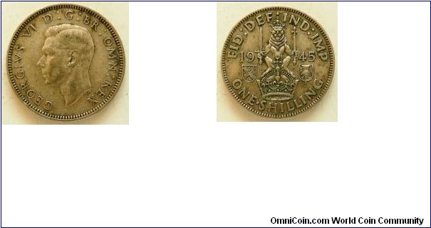 1 Shilling, 
George VI, 
Scotland mint, 
Spink ref:4083