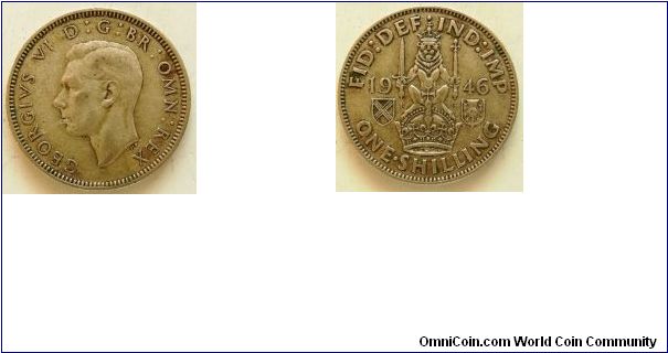 1 Shilling, 
George VI, 
Scotland mint, 
Spink ref:4083