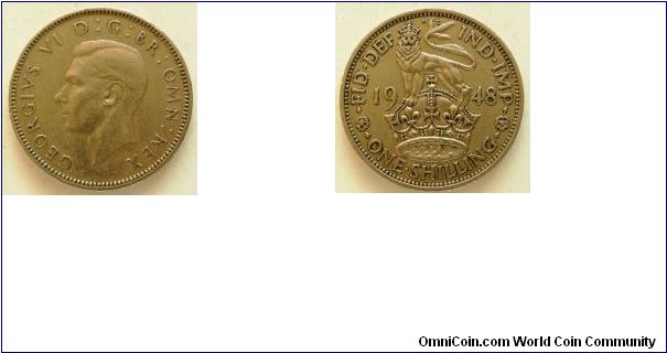 1 Shilling, 
George VI, 
England mint, 
Spink ref:4082