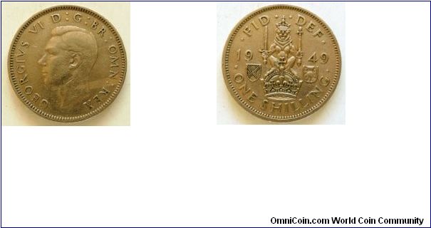 1 Shilling, 
George VI, 
Scotland mint, 
Spink ref:4083