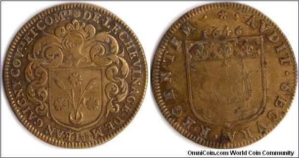 Copper jeton issued for Jean Gaigny, Sherrif of Paris in 1646