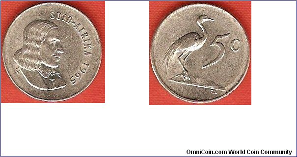 5 cents
Jan Van Riebeeck
blue crane
nickel
Afrikaans legend