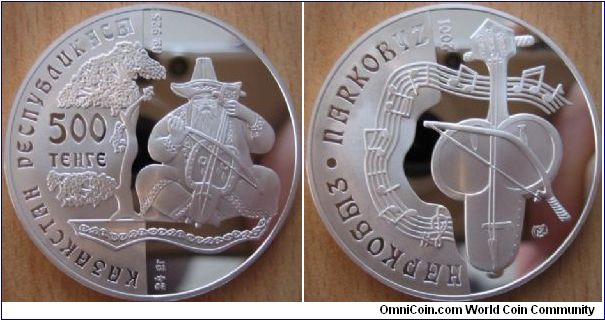 500 Tenge - Narkobyz - 24 g Ag .925 Proof - mintage 3,000 (very hard to find !)