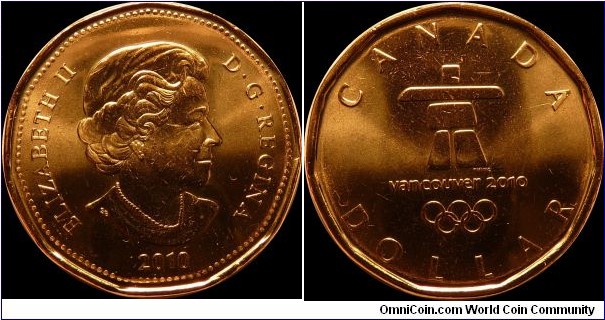 $1 Olympic Lucky Loonie 2010
