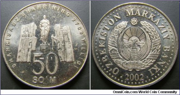 Uzbekistan 2002 50 som. Weight: 7.81g