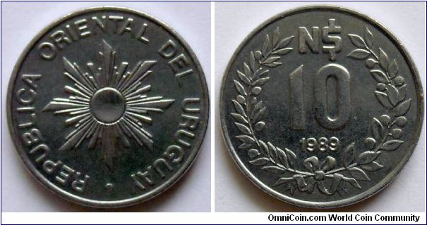 10 nuevo pesos.
1989