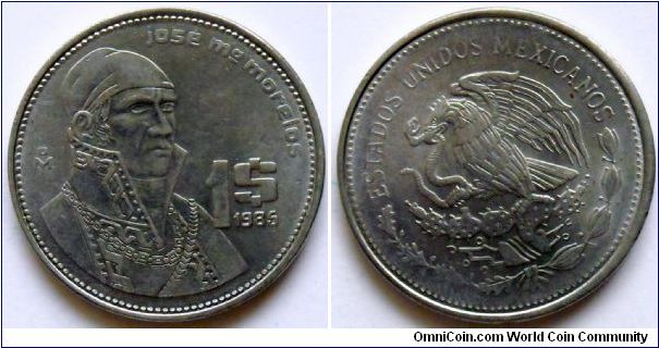 1 peso.
1986, Jose Maria Morelos (1765-1815)