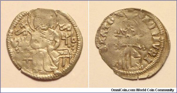 SERBIAN EMPIRE~AR Helm Dinar (Var. 2) 1355-1371 AD. Under Tsar: Stefan Uros V-The Feeble.