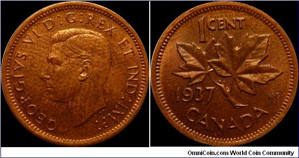 Canada 1 Cent 1937 - 1st year the current generation penny was minted