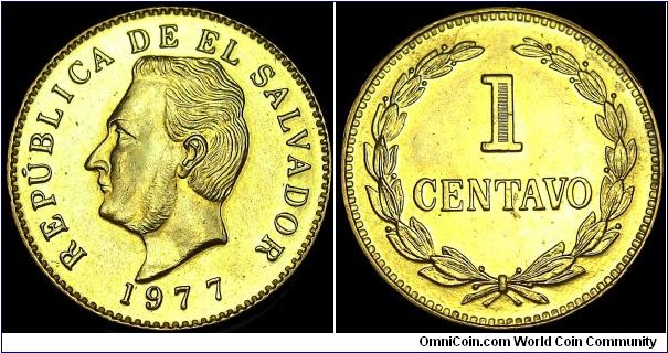 El Salvador - 1 Centavo 1977 - Weight 2,5 gr - Brass - Size 15 mm - Obverse / Head of Francosco Moranzán (President of Central American Federation 1835-39) - Mintage 40 000 000 - Minted / Sherrit Mint Canada - Edge : Plain - Reference KM# 135.2 (1976-77)