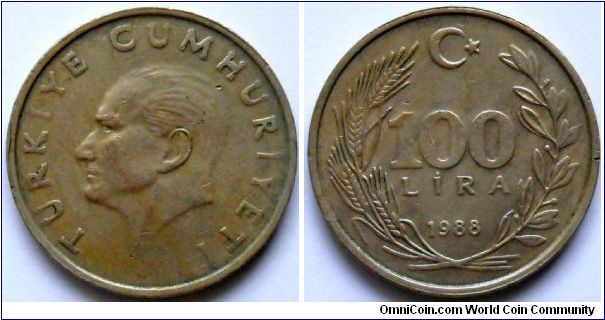 100 lira.
1988, Cu-ni.
