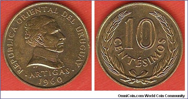 10 centesimos
nickel-brass
bust of Artigas