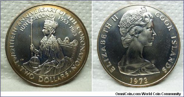 QE2 20th Aniversary of the Coronation. Two Dollars.